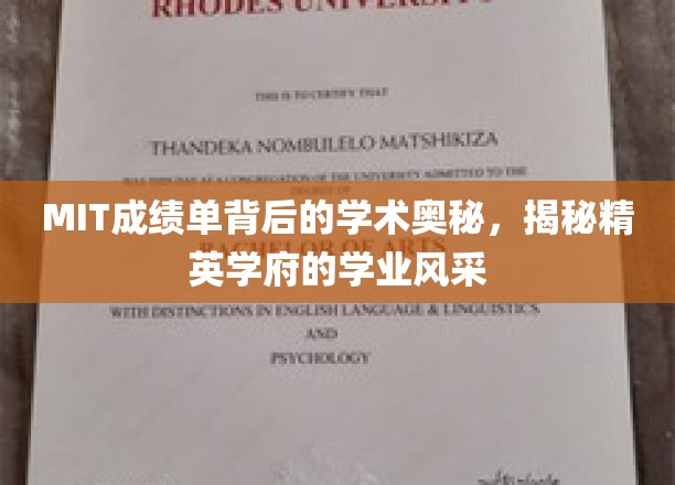 解码MIT学霸秘籍，揭秘顶尖学府的学术璀璨之光