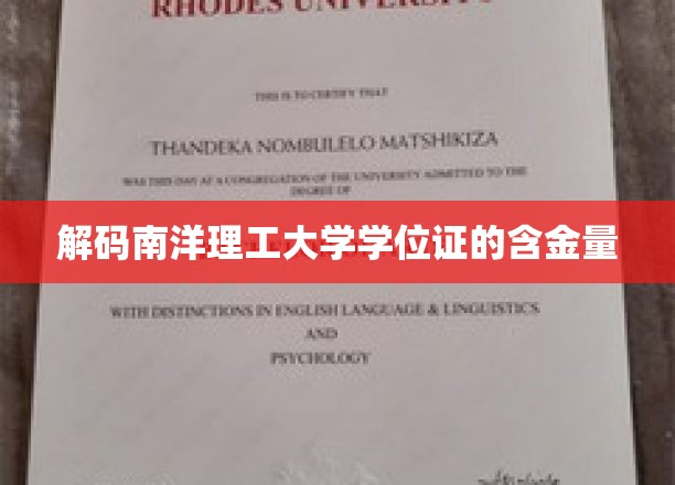 揭开南洋理工大学学位证背后的价值密码