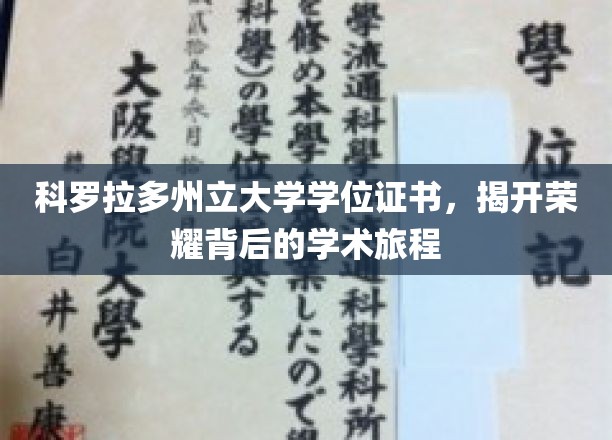 科罗拉多荣耀启程，学位证书见证学术征程的璀璨历程