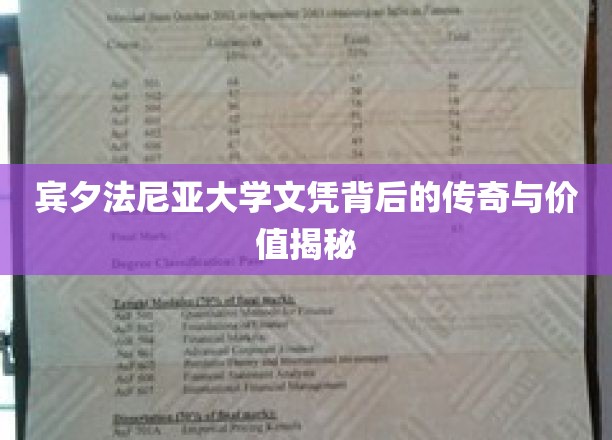 宾大文凭背后的神秘面纱，揭开其传奇价值与真实影响力