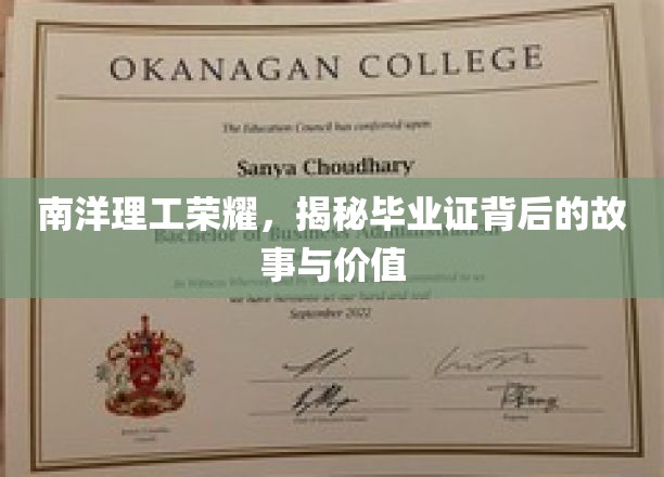 南洋理工骄子凭证，揭秘毕业证书的传奇价值与背后故事