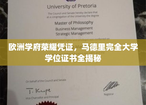 欧洲学府荣耀凭证，马德里完全大学学位证书全揭秘