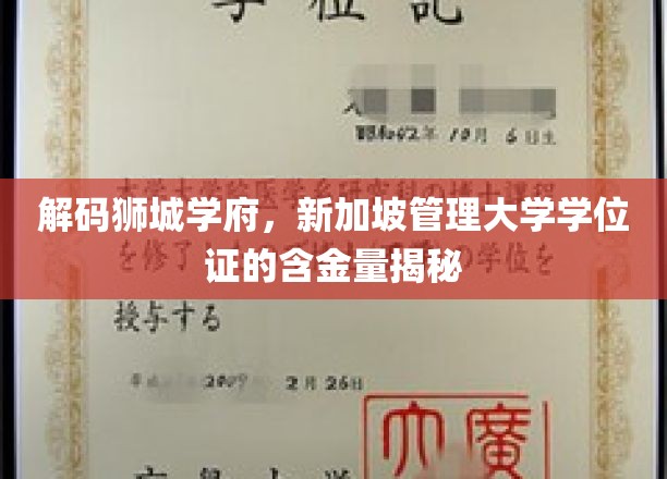新加坡管理大学学位证价值探秘，狮城学府的卓越认证深度解析