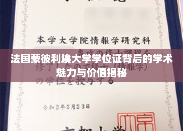 解码蒙彼利埃大学学位证的学术光环与珍贵价值