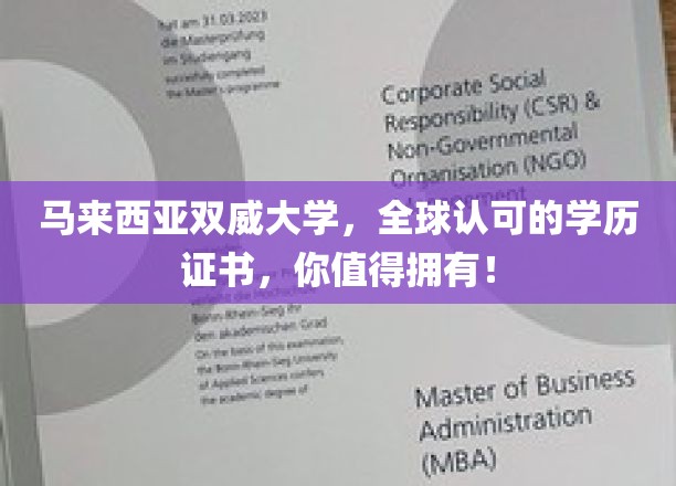 马来西亚双威大学，全球认可的学历证书，您值得拥有！
