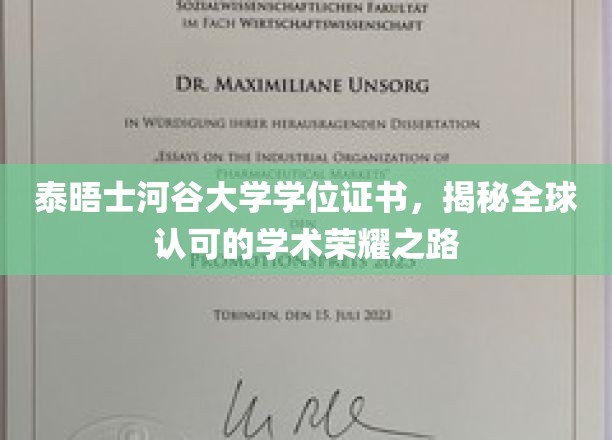 泰晤士河谷大学学位证书，彰显全球认可的学术荣耀之路