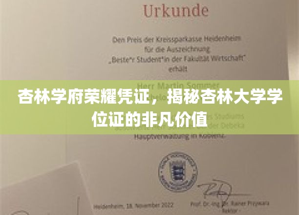 杏林学位荣耀鉴证，杏林大学学位证的非凡魅力与价值探秘