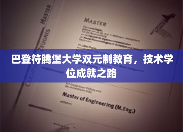 巴登符腾堡大学双元制教育，技术学位成就之路