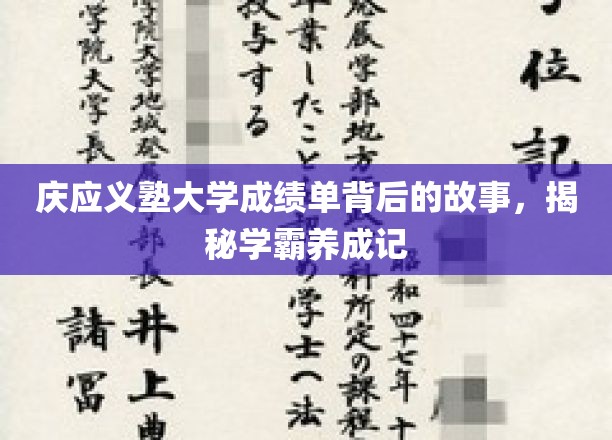 庆应学霸养成记，揭开成绩单背后的传奇历程