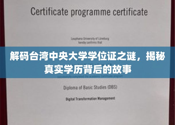 探寻台湾中央大学学位证奥秘，揭秘学历背后的传奇历程