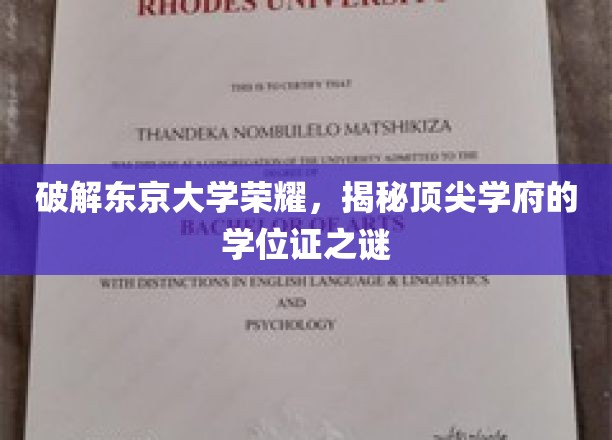 揭开东京大学学位证背后的传奇与荣耀