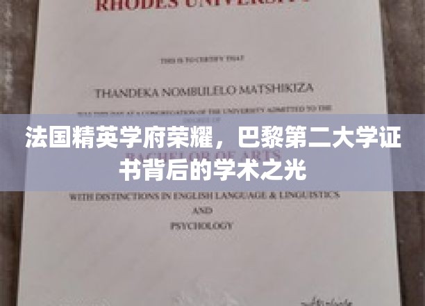 巴黎第二大学荣耀证书，探寻精英教育的璀璨光芒