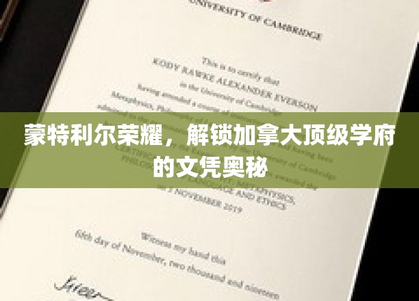 蒙特利尔荣耀揭秘，探寻加拿大顶尖学府的文凭传奇