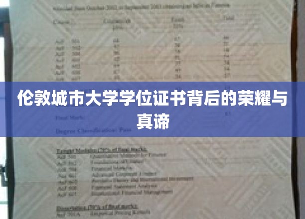 伦敦城市大学学位证书背后的荣耀与真谛