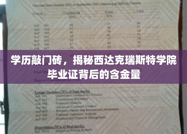 名校光环下的真实价值，西达克瑞斯特学院文凭背后的强大力量