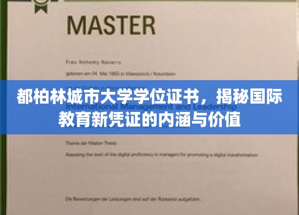 都柏林城市大学学位证书，揭秘国际教育新凭证的内涵与价值