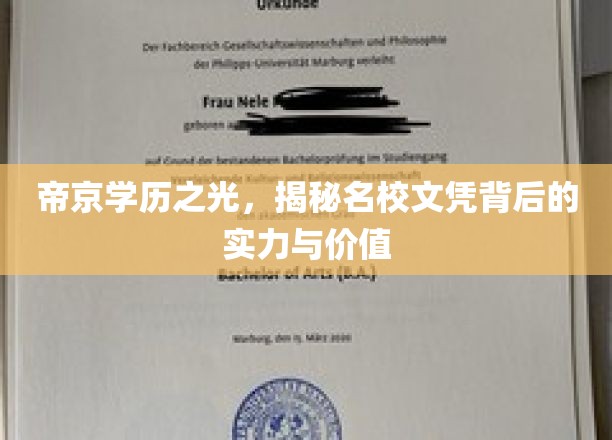 名校文凭背后的力量，帝京学历如何铸就辉煌人生？