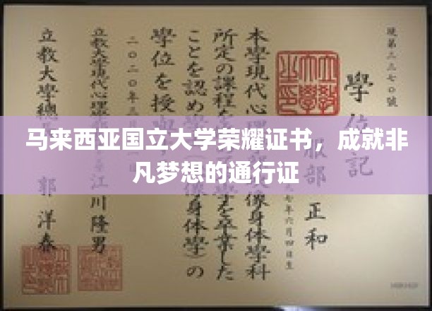 马来国立荣耀凭证，开启非凡梦想之旅的关键通行证