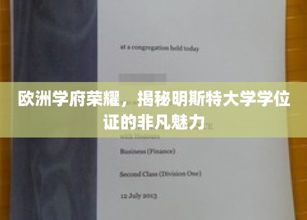 明斯特荣耀，探索德国名校学位证的独特魅力