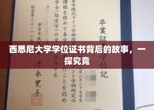 解码西悉尼大学证书，揭秘背后的传奇故事