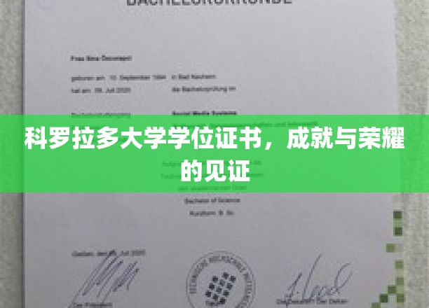 科罗拉多荣耀见证，学位证书背后的学术巅峰