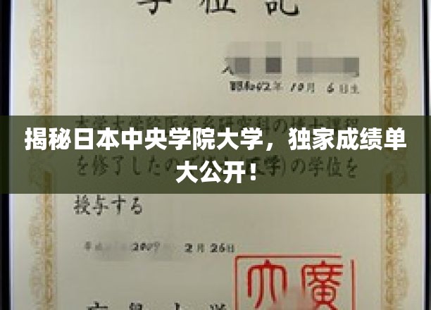 揭秘日本中央学院大学，独家成绩单大公开！