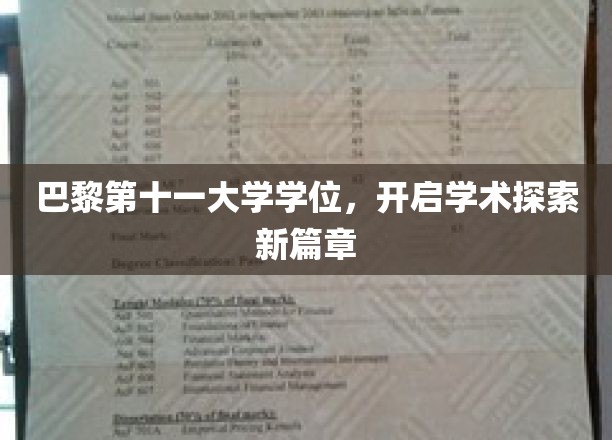 解锁学术巅峰，巴黎第十一大学学位引领未来探索之旅