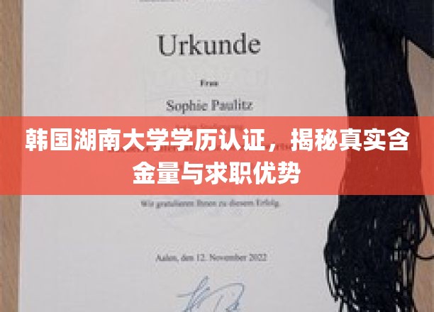 韩国湖南大学学历认证，揭秘真实含金量与求职优势