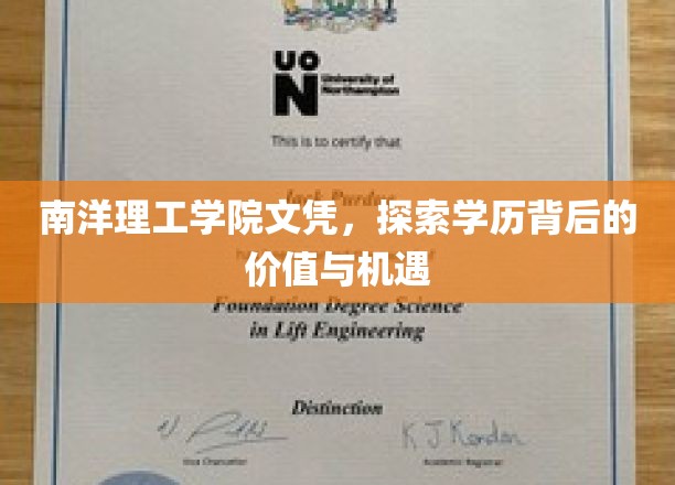 南洋理工学院文凭，揭示学历背后的价值与机遇