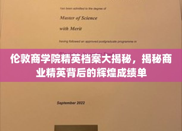 伦敦商学院精英档案大揭秘，揭秘商业精英背后的辉煌成绩单