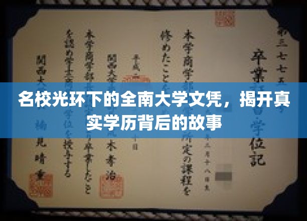 名校光环下的全南大学文凭，揭开真实学历背后的故事