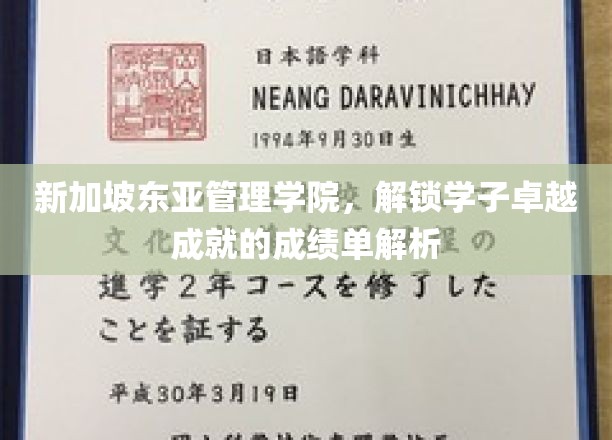 新加坡东亚管理学院，解锁学子卓越成就的成绩单解析