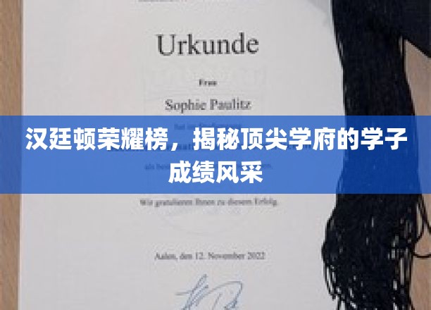 荣耀巅峰，汉廷顿荣耀榜上的学霸风云录