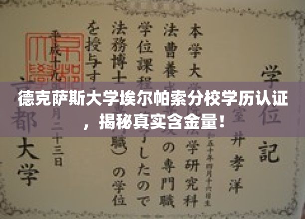 德克萨斯大学埃尔帕索分校学历认证深度解析，揭秘其真实价值与认可度
