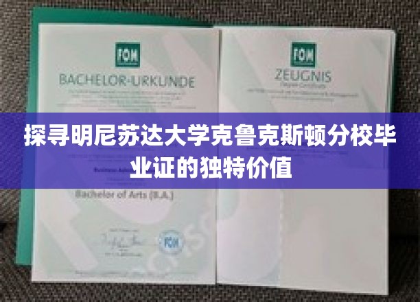 解码克鲁克斯顿荣耀，明尼苏达大学毕业证的隐性价值揭晓