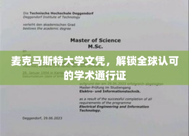 麦克马斯特大学文凭，开启全球认可的学术之旅