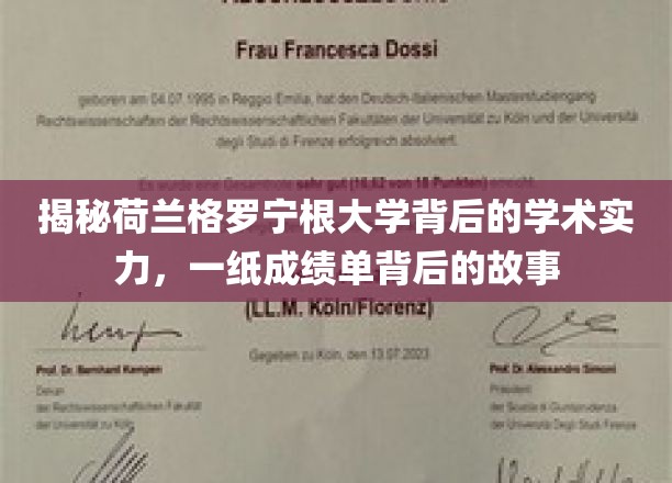 揭秘荷兰格罗宁根大学背后的学术实力，一纸成绩单背后的故事