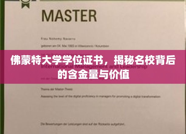 佛蒙特大学学位证书，揭秘名校背后的含金量与价值