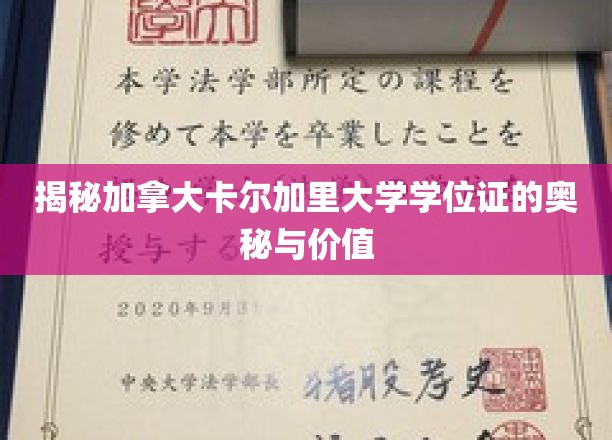 解锁加拿大卡尔加里大学学位证的非凡魅力与价值