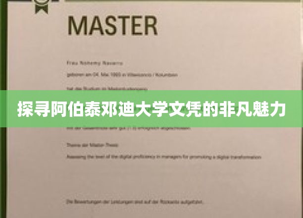 解码阿伯泰邓迪大学，文凭背后的非凡教育力量