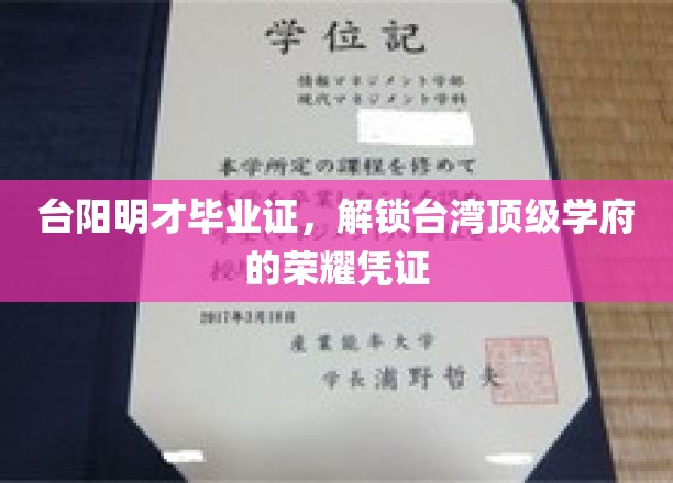 台湾阳明大学毕业证书，彰显顶级学府的荣耀象征