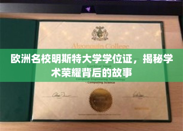 探寻明斯特大学学位证背后的欧洲学术传奇