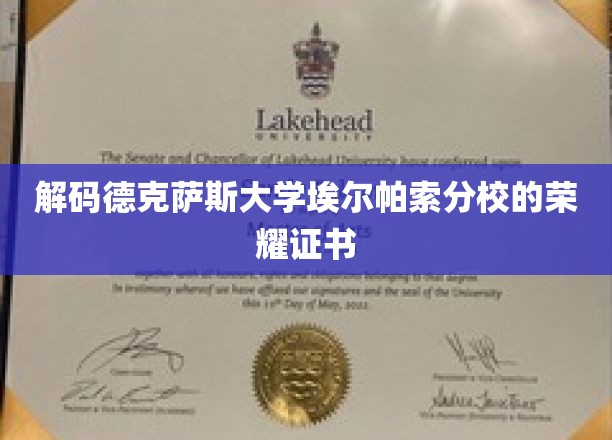 探寻德克萨斯大学埃尔帕索分校证书背后的荣耀密码