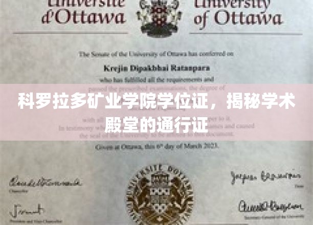矿业精英通行证，科罗拉多学院学位证的荣耀之路