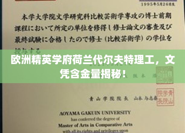 欧洲精英学府荷兰代尔夫特理工，文凭含金量揭秘！