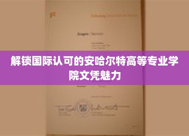 跨越国界，领略安哈尔特高等专业学院文凭的全球风采