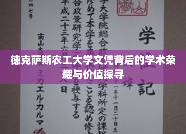 德克萨斯农工大学文凭，探寻学术荣耀背后的多重价值