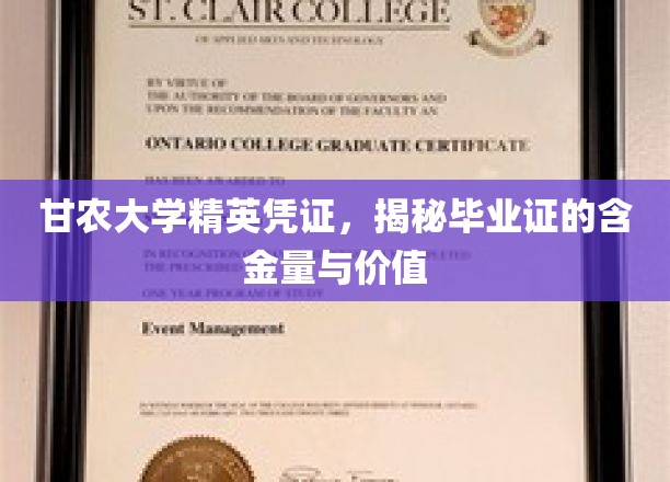 甘农精英凭证背后的高含金量，揭秘毕业证的非凡价值与未来展望