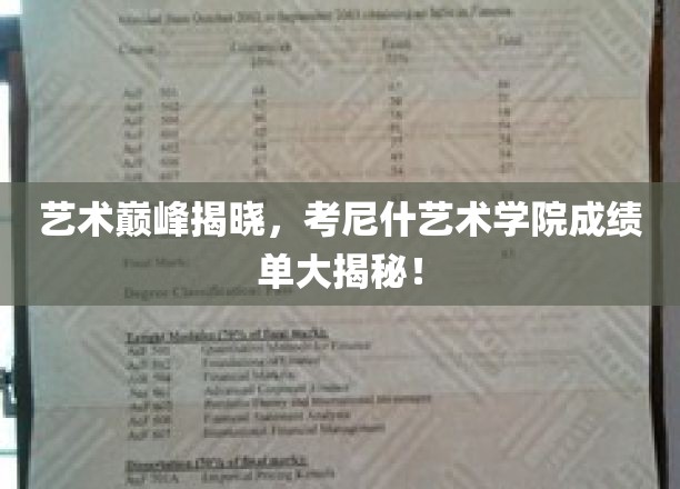 艺术巅峰揭晓，考尼什艺术学院成绩单大揭秘！