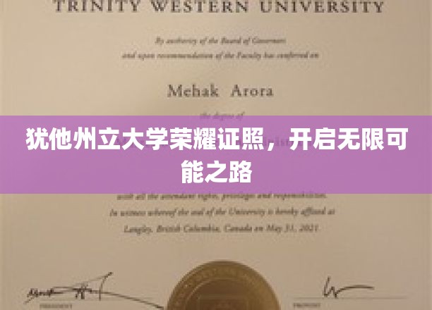 犹他州立大学荣耀证书，铺就璀璨人生新篇章